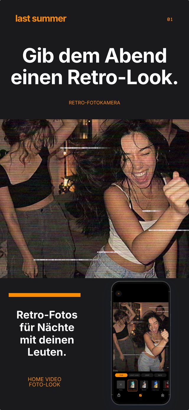 Freunde tanzen auf einer Hausparty mit dem Film Home Video, daneben der Kamerabildschirm von Last Summer