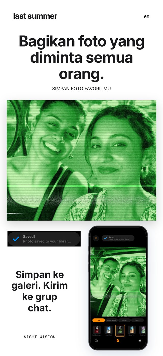 Selfie Night Vision di kursi belakang mobil, disimpan ke galeri dari Last Summer