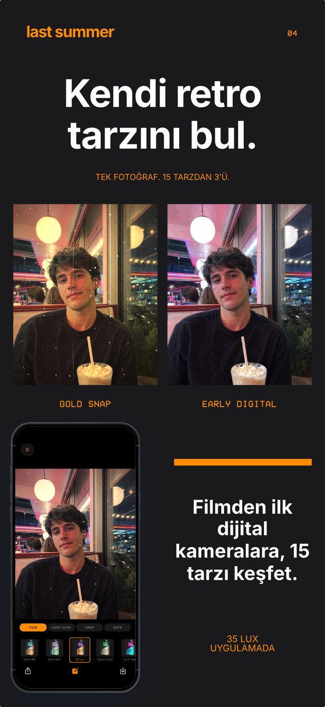 Aynı lokanta portresi Gold Snap ve Early Digital'da çekilmiş, uygulamada 35 Lux rulosu açık